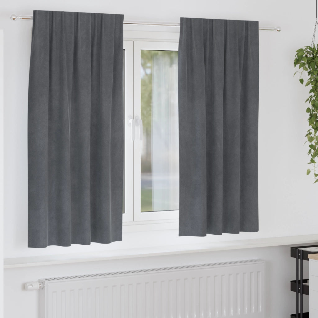 Tende Blackout  con nastro superiore 2 pezzi in velluto grigio chiaro