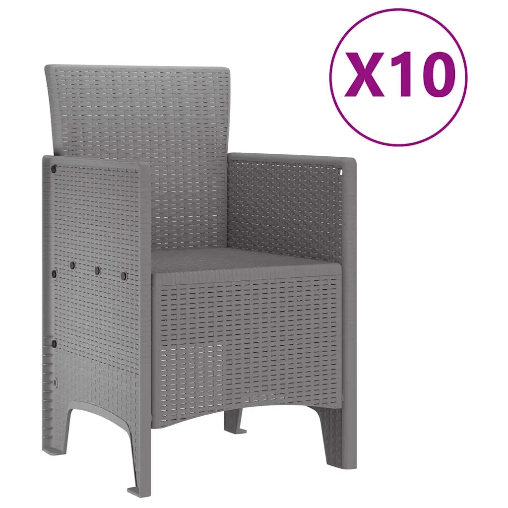 Set da Pranzo per Giardino 11 pcs Grigio chiaro Polipropilene