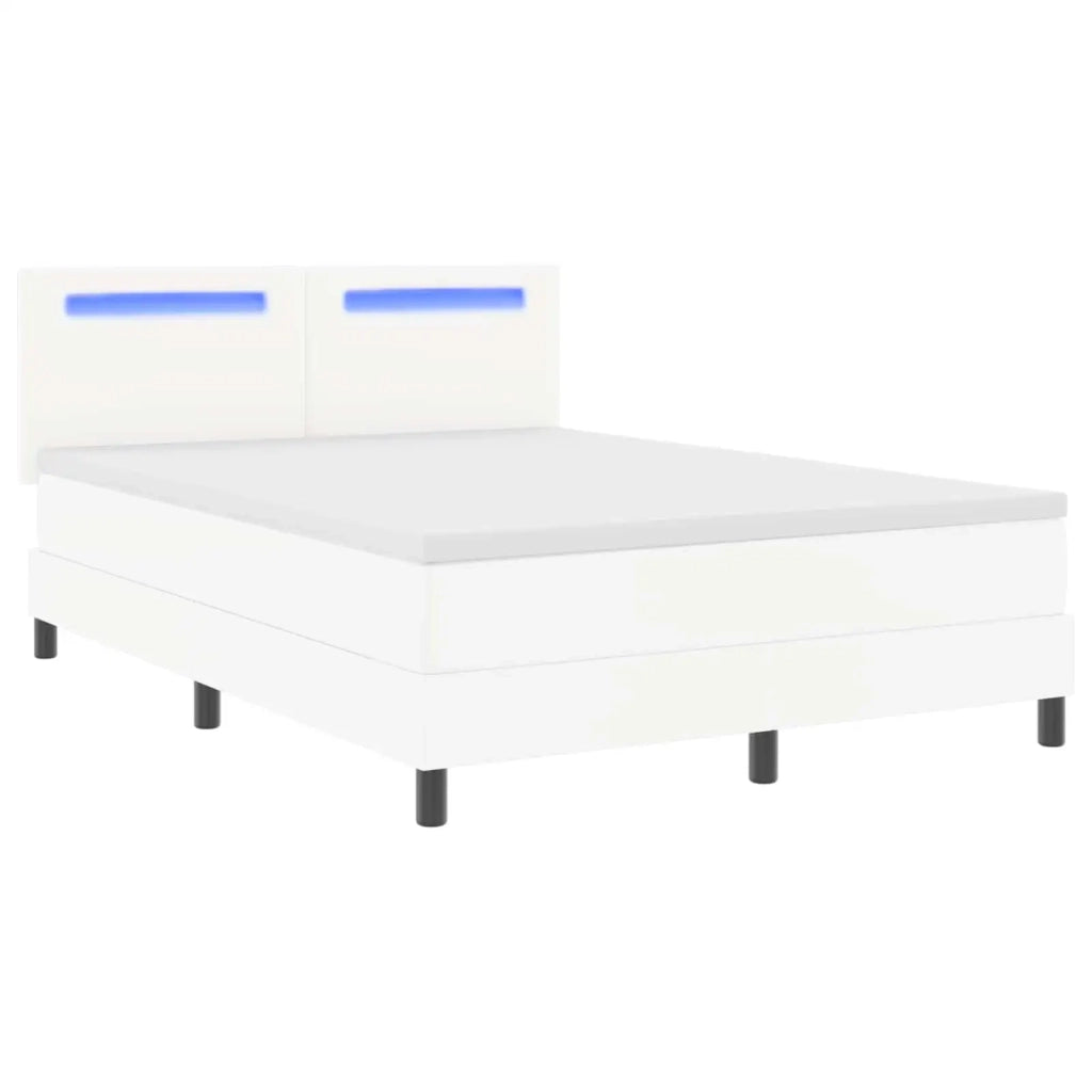 Letto a molle con materasso Bianco 140 x 200 cm Pelle sintetica 3339053