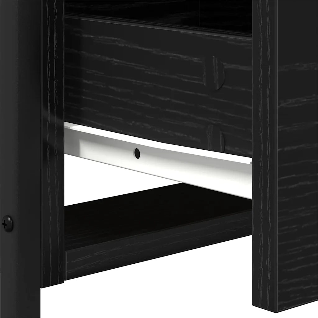 Comodino | Armadio da Notte | Mobiletto da notte con cassetto Rovere Nero 34 x 35,5 x 50 cm