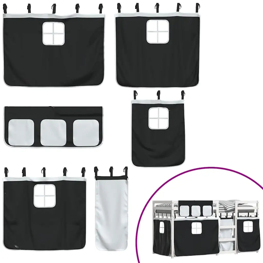 Letto singolo | Letto per adulti | Letto a Castello senza Materasso Bianco e Nero 90x200cm in Pino