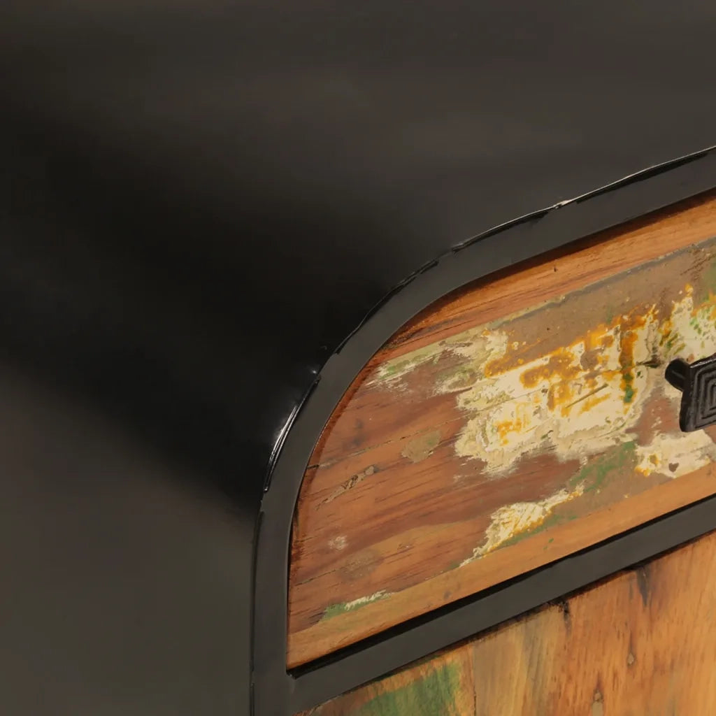 Credenza 140x35x70 cm in Legno Massello di Recupero e Metallo