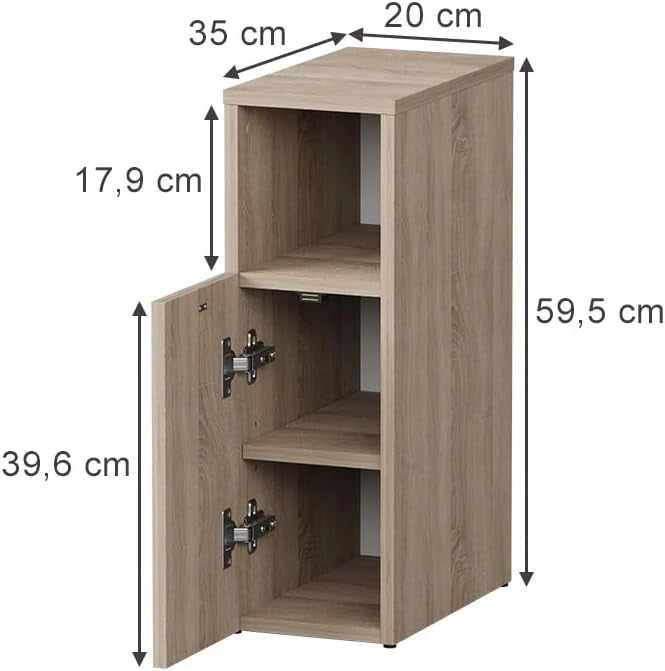 Comodino camera da letto Enton, Sonoma, 20 x 59.5 cm con 1 porta