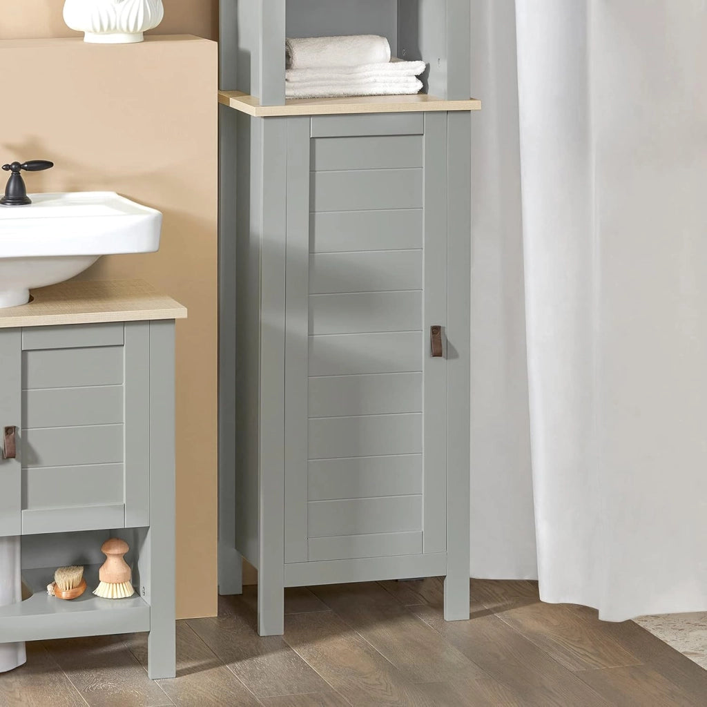 Mobiletto alto per bagno Mobile a colonna bagno salvaspazio con 3 scomparti a giorno e1 anta 39x30x169cm BZR68-HG