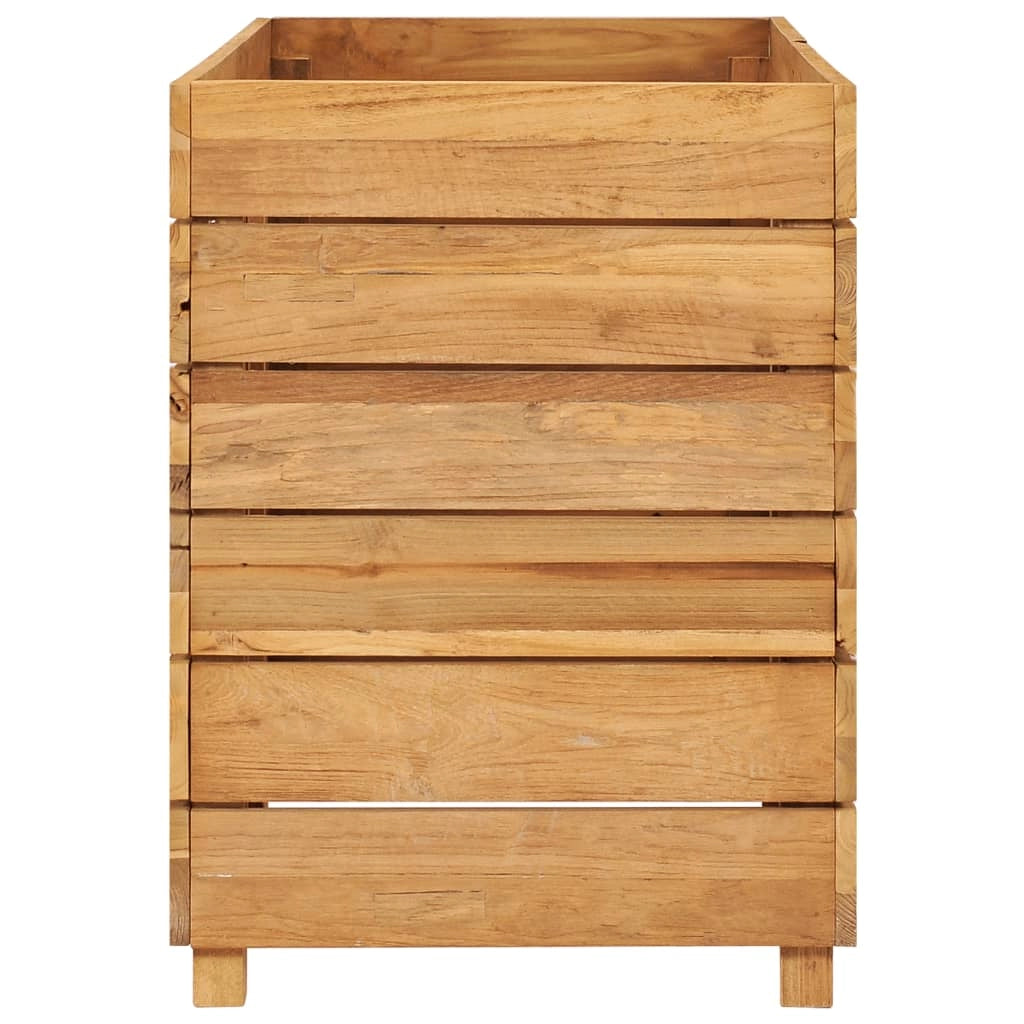 Aiuola rialzata con fioriera 100 x 40 x 55 cm legno di teak riciclato e acciaio 02_0000896