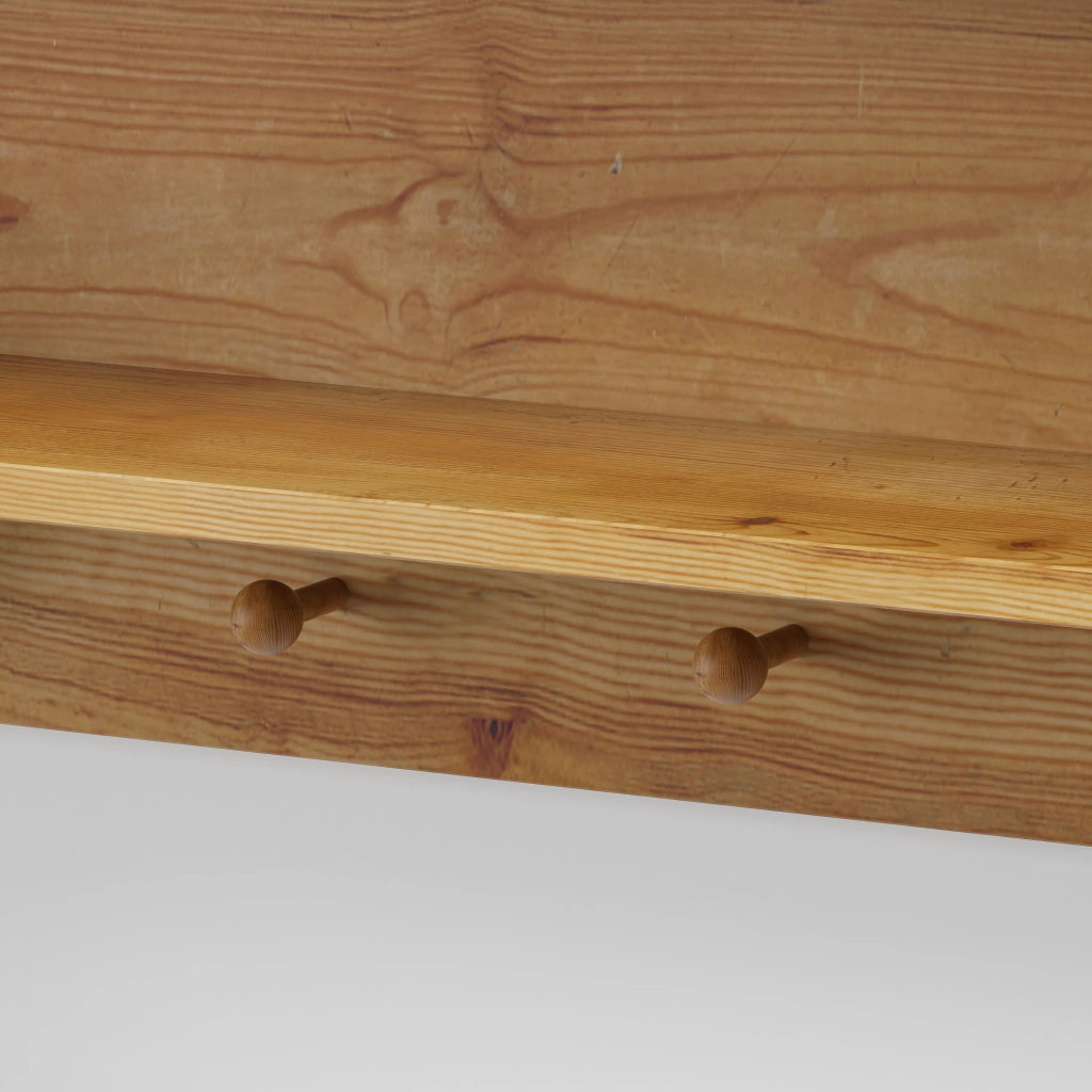 Armadio Pensile Retrò con 4 Ante; 2 Livelli e Spazio Aperto con Ganci; in Legno Massello e Vetro; 100×20×80 cm; Naturale