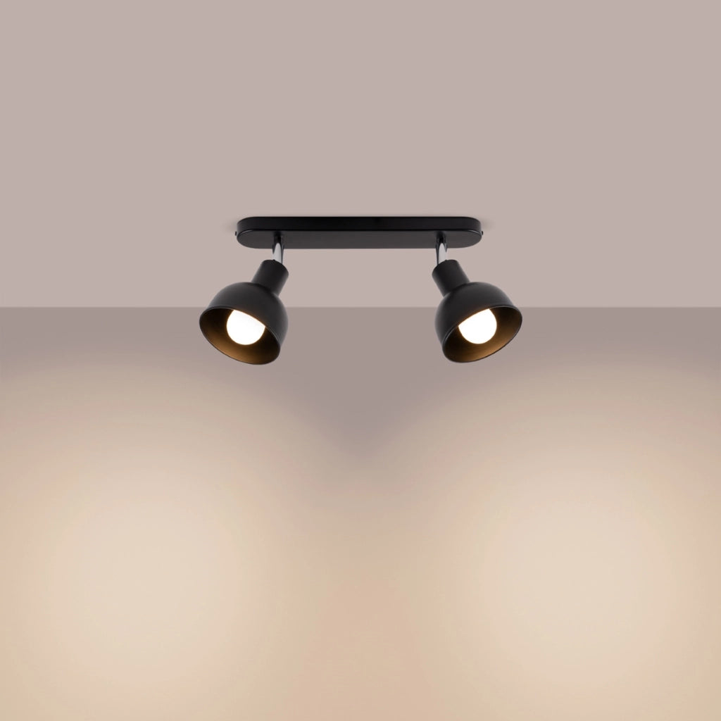 Faretto soffitto minimal doppio nero 2xE27 Pure Lume