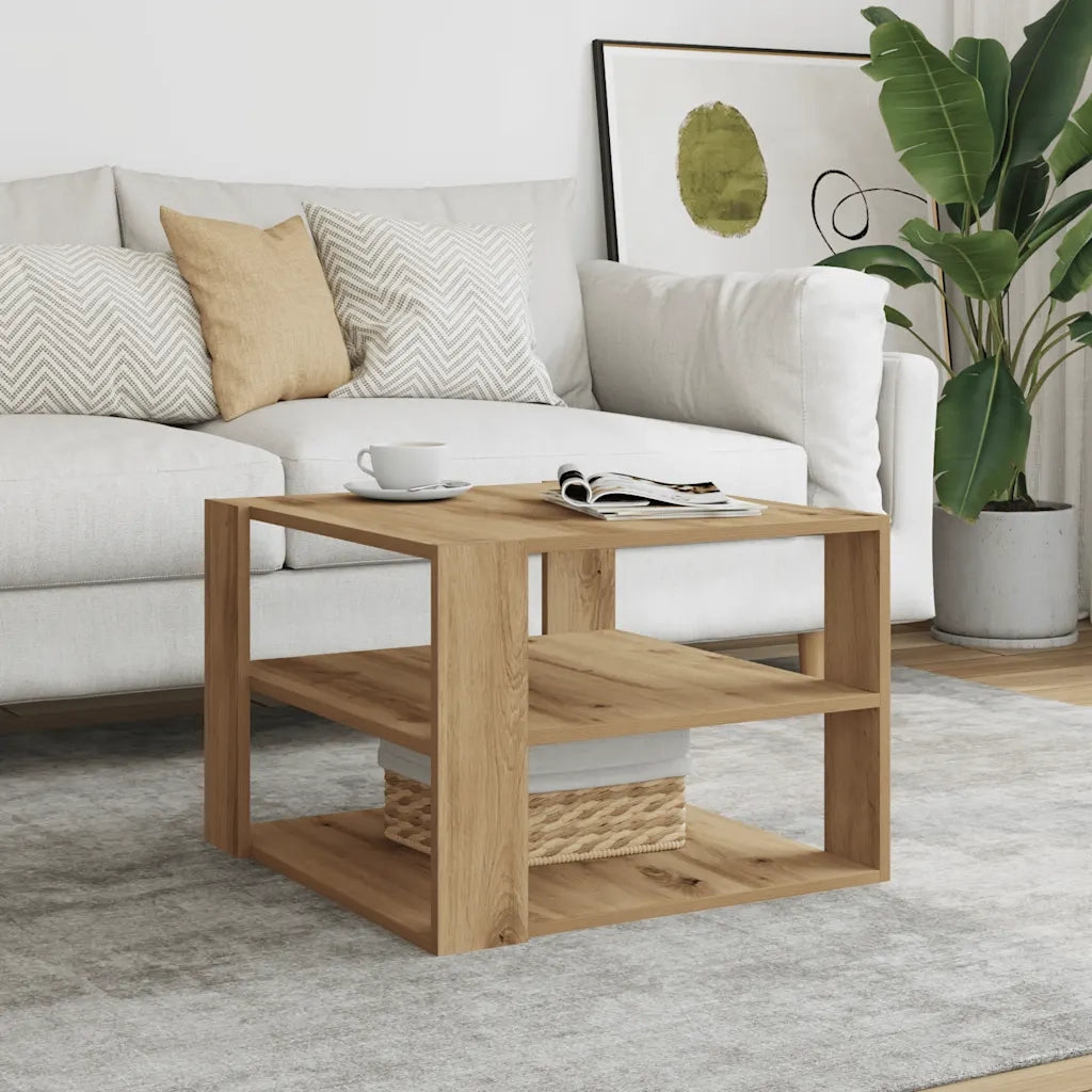 Tavolino Salotto-Tavolino da soggiorno-Tavolo Rovere Artigianale 58x58x40 cm in Truciolato