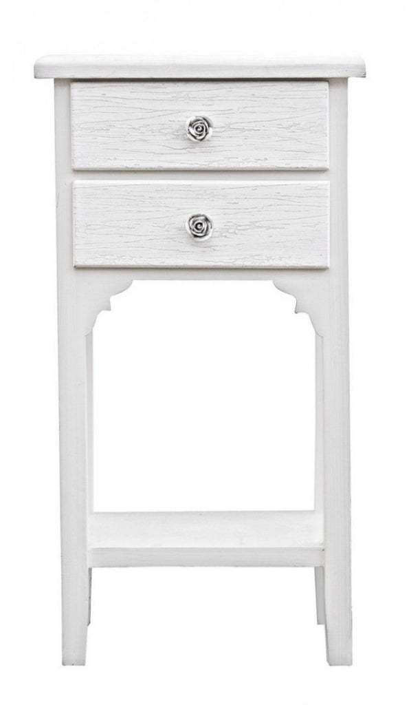 Mobiletto 2 Cassetti Legno Bianco Rustico da Interno - BLAINE