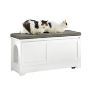 Cuccia Per Gatti Con Ciotola Per Gatti In Acciaio Inossidabile Panca Con Seduta Casetta Per Gatti Bianco 90x36x44cm FSR136-W SoBuy