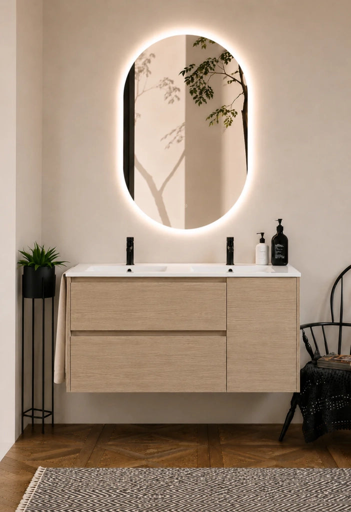 Mobile bagno con lavabo ORIGENBATH ITACA senza specchio 120x45 cm doppio lavabo estepa
