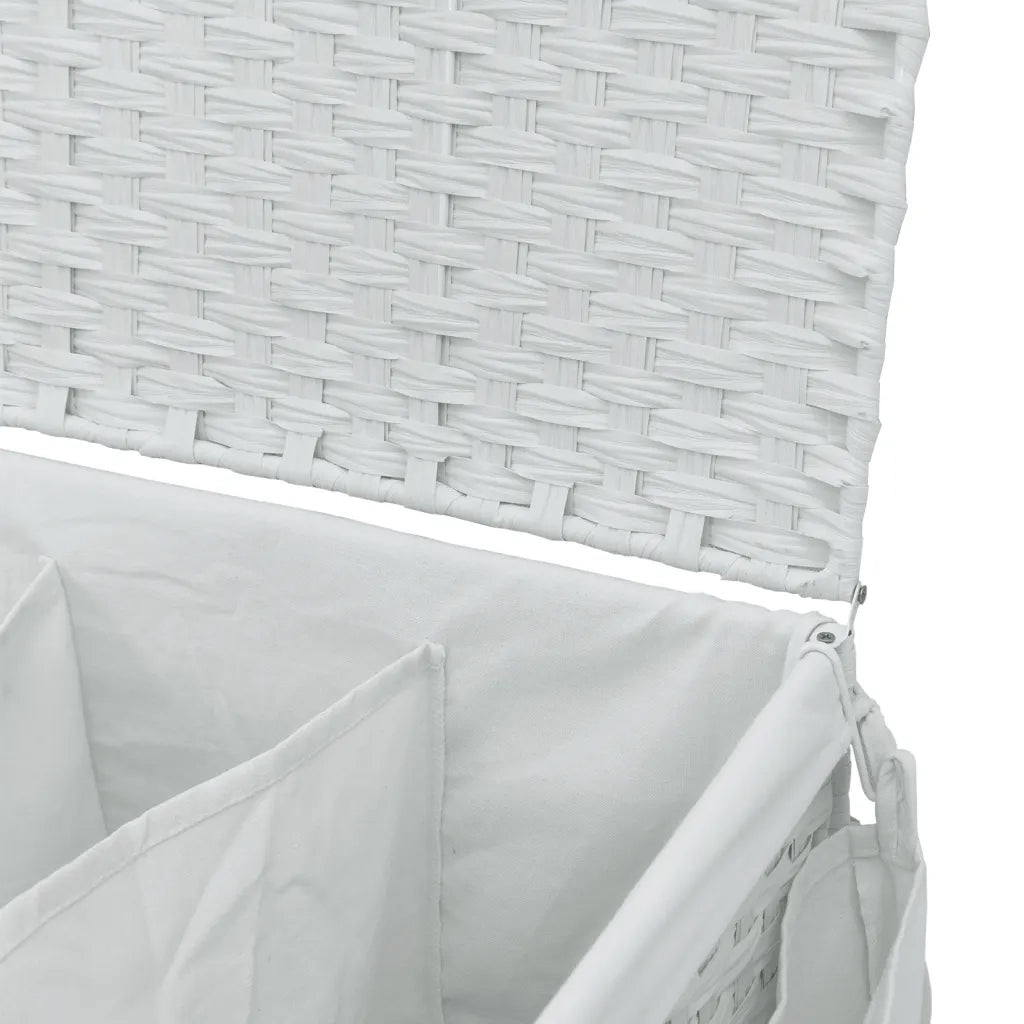 Cesto Portabiancheria con Ruote Bianco 60x35x60,5 cm Rattan 372043