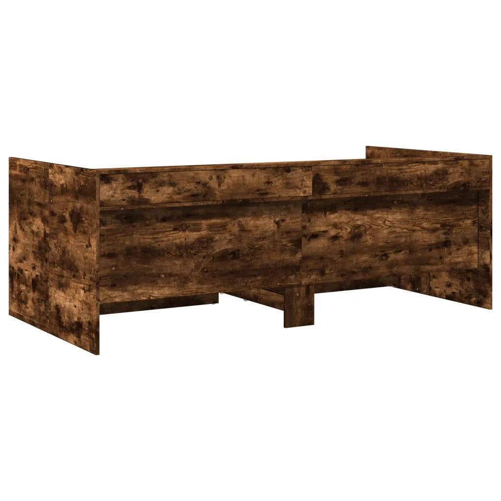 Divano Letto con Cassetti senza Materasso Rovere Fumo 75x190 cm