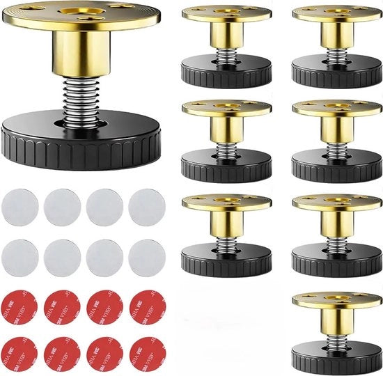 8 posatori di mobili regolabili, 33-40 mm posatori di mobili con gambe stivali resistente al graffio per armadi, piedi del letto, tavoli, divani - nero - 33mm