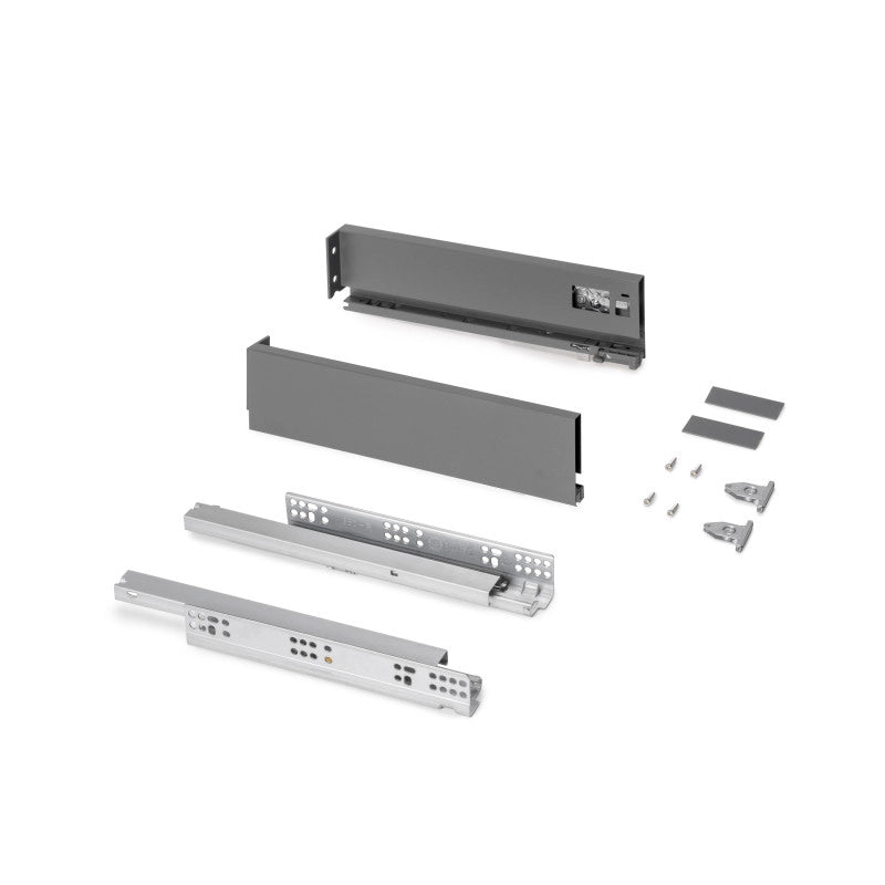 Cassetto esterno Protone 30kg, guide di estrazione totale con una chiusura soft, altezza 93mm, profondità 400mm, Acciaio