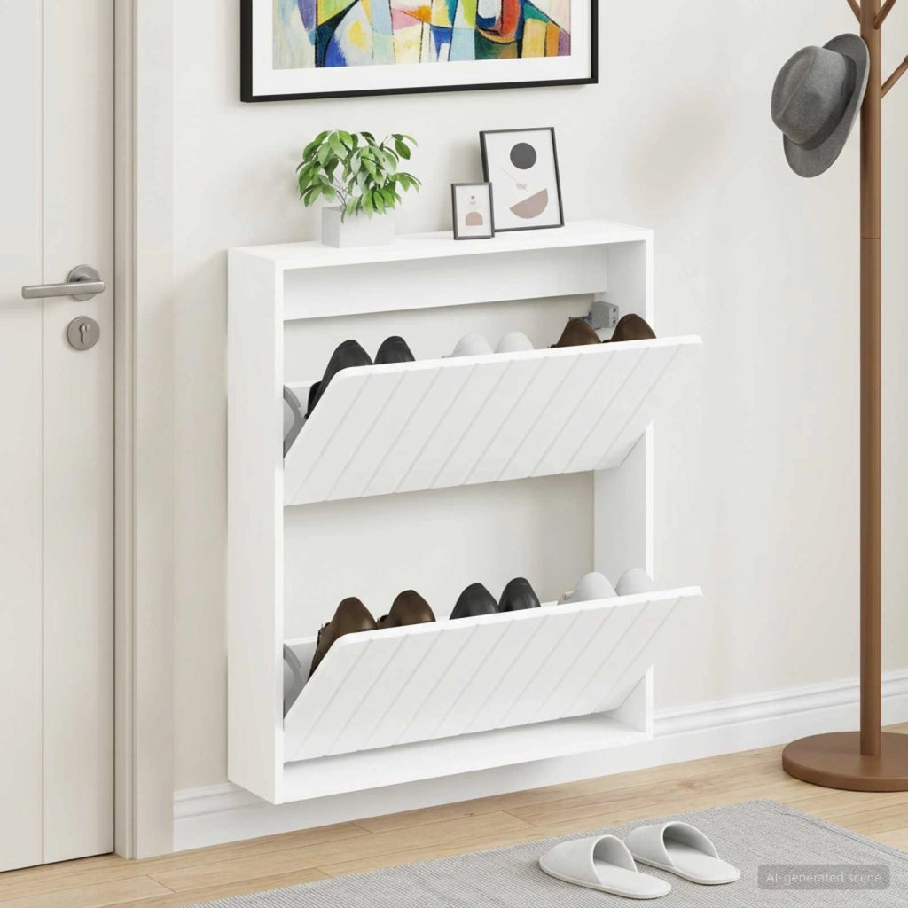 Mobiletto per Scarpe da Muro ZWOLLE 71 x 17 x 86 cm Bianco 896415