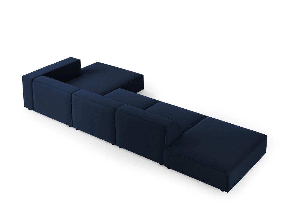 Cosmopolitan Design - Divano angolare destro "Arendal" 5 posti in velluto blu reale 