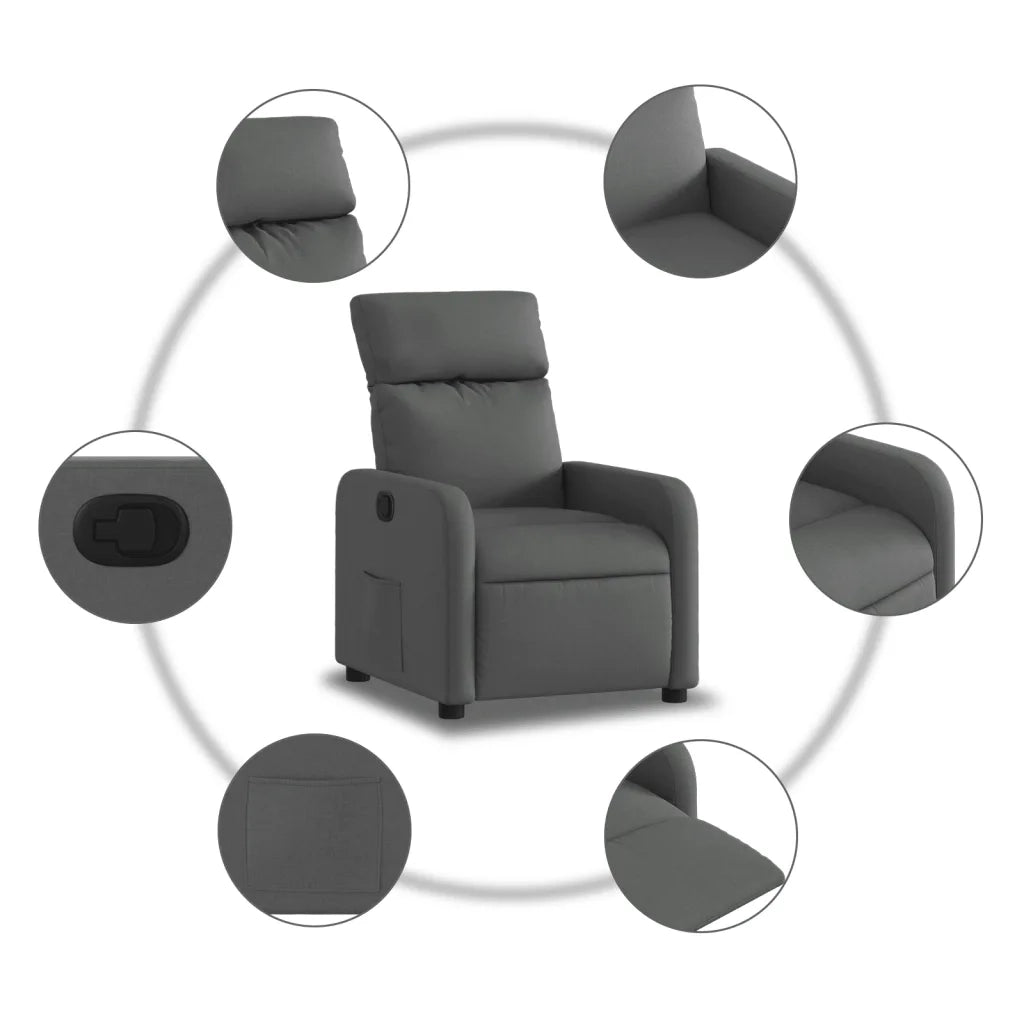 Divano Sedia-Poltrona Reclinabile in Tessuto Grigio Scuro 904648