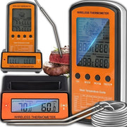 Termometro per carne - Termometro per cucina a raggio wireless con 2 sonde esterne - Termometro per griglia termometro digitale per griglia, forno e griglia - Termometro per forno con illuminazione posteriore e intervallo di temperatura