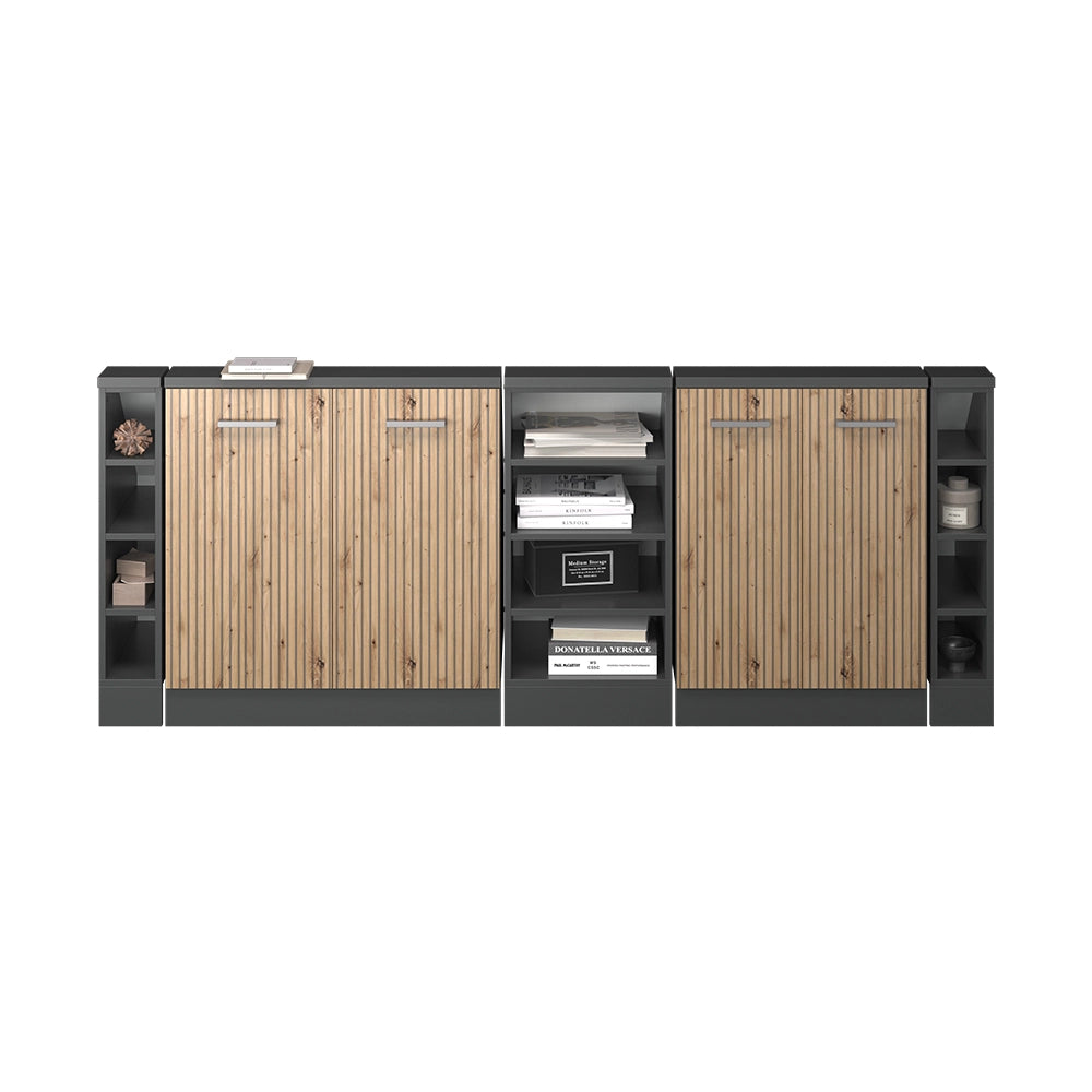 Set di mobili sottotetto Rion Rovere artigianale/Antracite Set di 5 Vicco