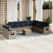 Set Divani da Giardino 11 pz con Cuscini Grigio in Polyrattan 3224640