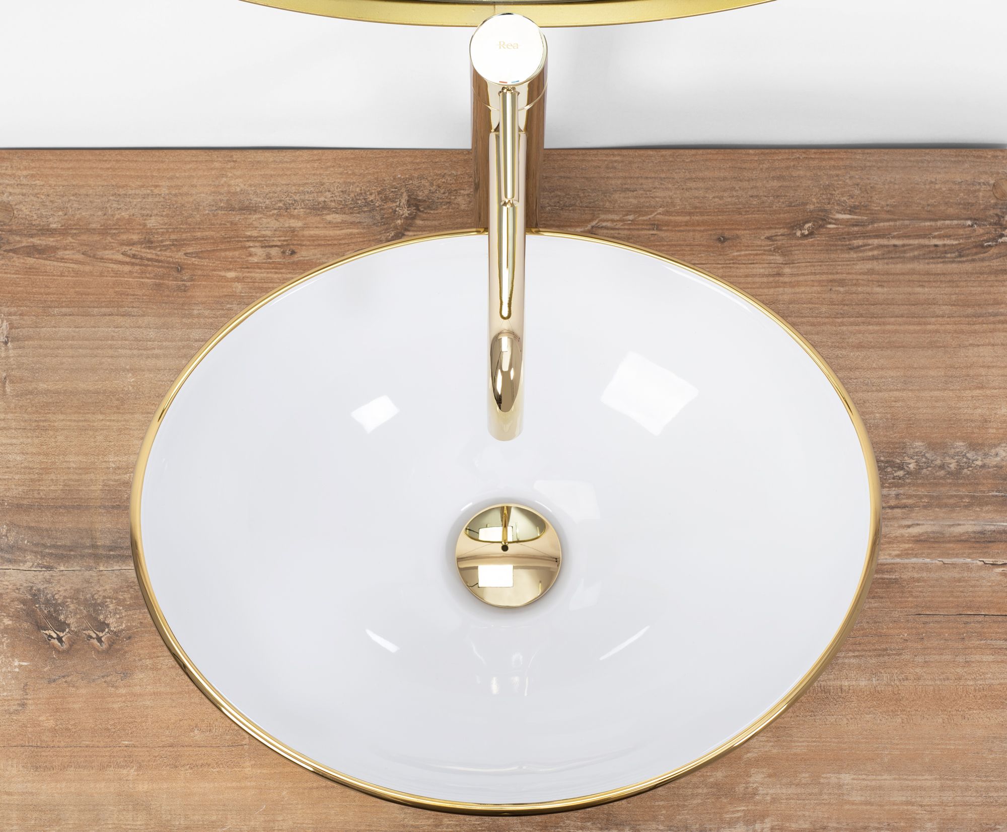 Lavabo Da Appoggio Rea Sofia Gold / White