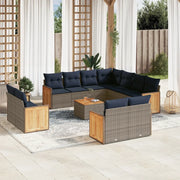 Set Divani da Giardino 12 pz con Cuscini Grigio in Polyrattan 3228189
