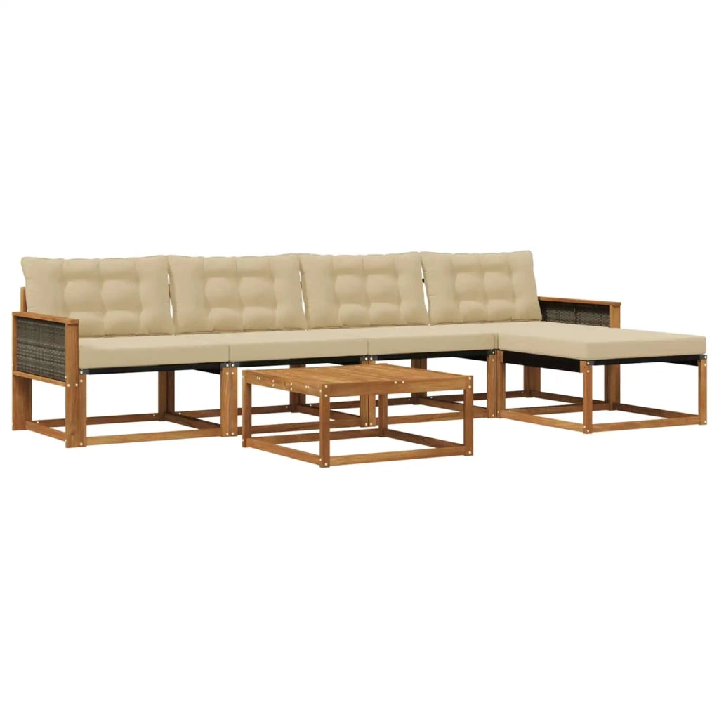 Set di divani da esterno con cuscino 6 pcs Naturale e Beige 3381373
