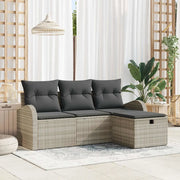 Set di divani con cuscino 4 pcs Grigio chiaro polyrattan