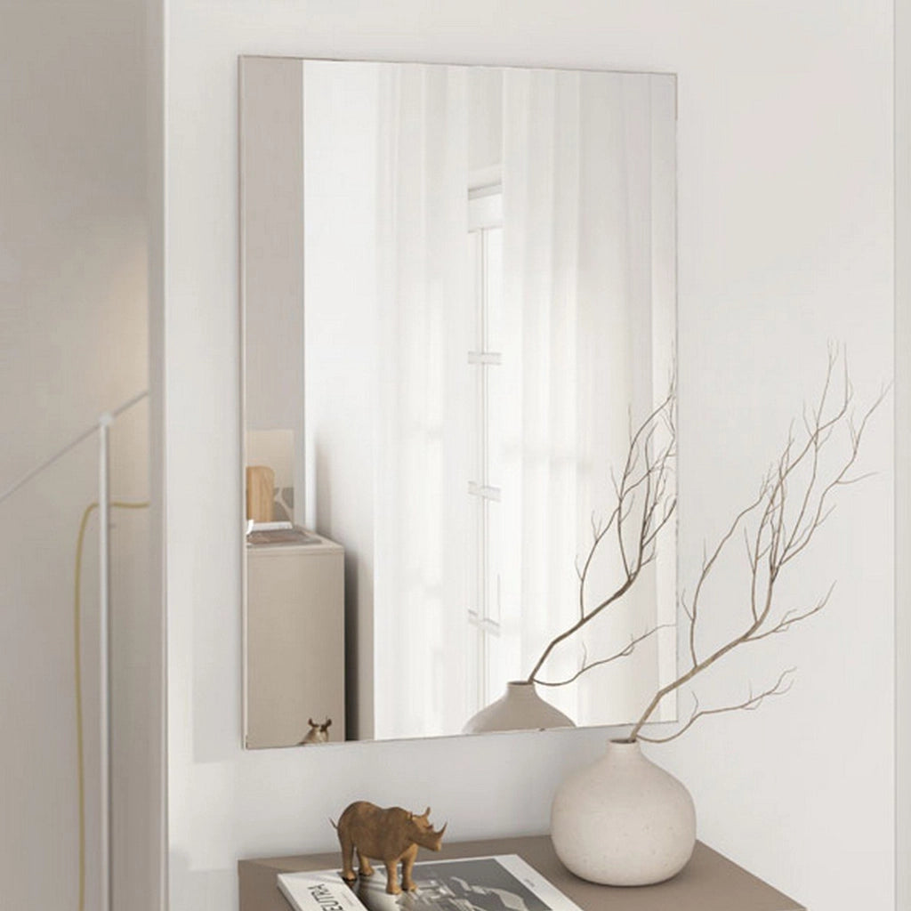 Pinerolo, Specchio kit Fissaggio a Muro Incluso, 51x76.5h cm Bianco