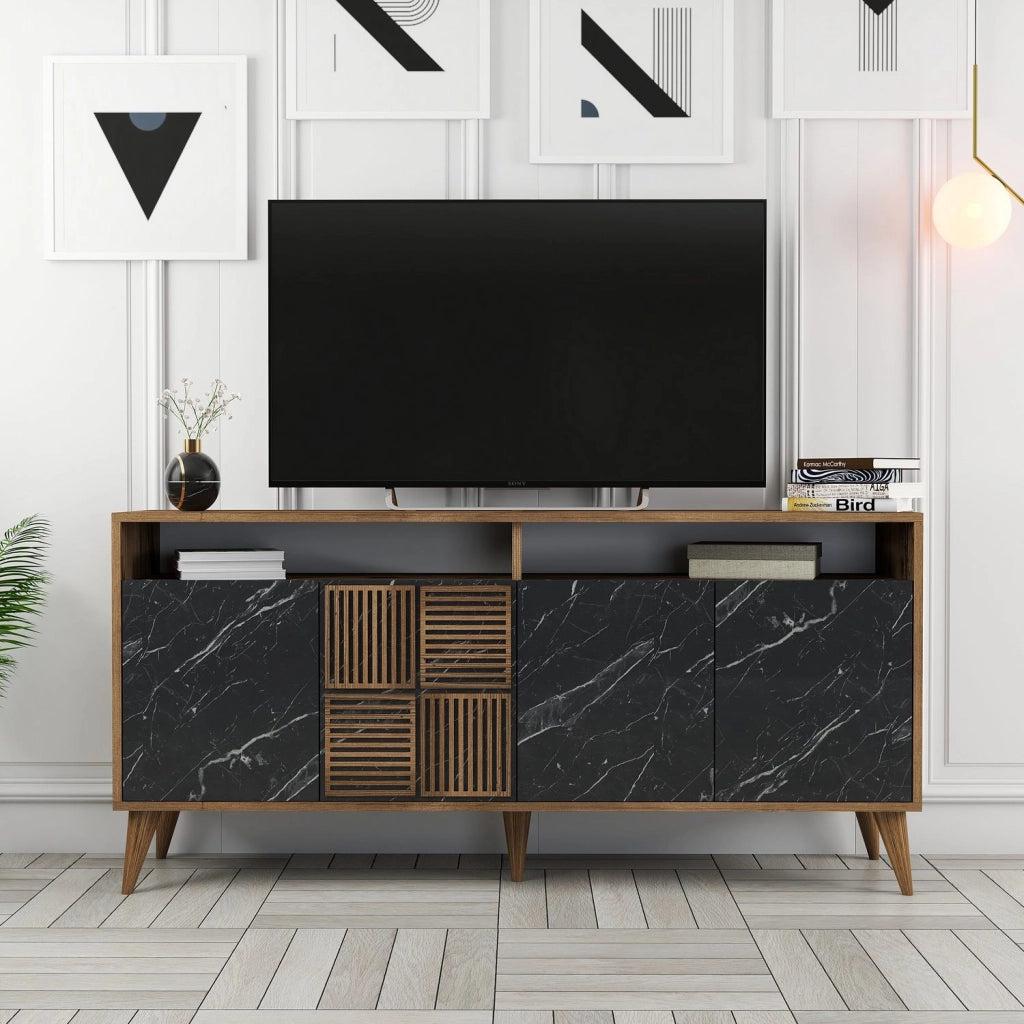 Madia Thuile, Credenza 2 Ripiani, 160x35x78h cm Nero Marmo