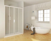 Porta doccia apertura centrale pvc bianco acrilico opaco h.190cm LUCY BIS 160/150 cm