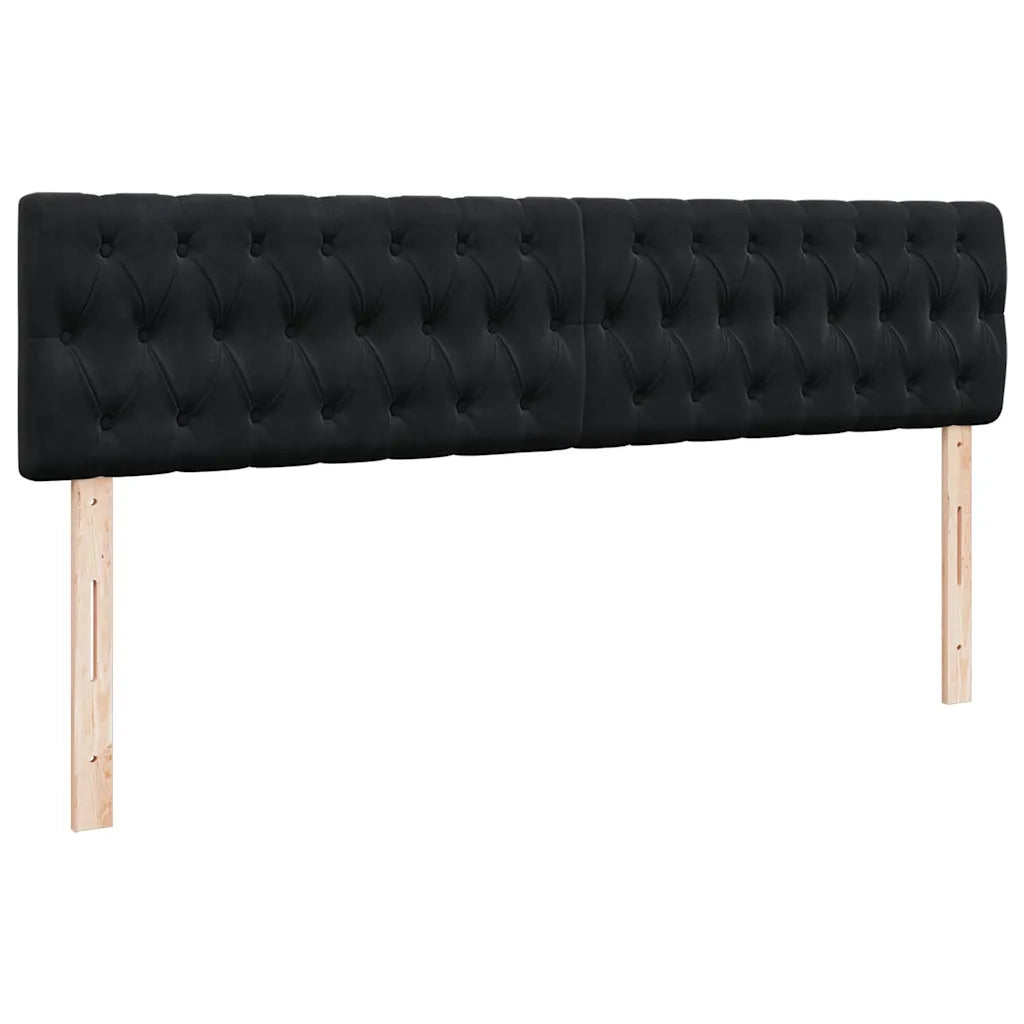 Struttura Letto Pouf con Materasso Nero 160x200 cm in Velluto 3311857