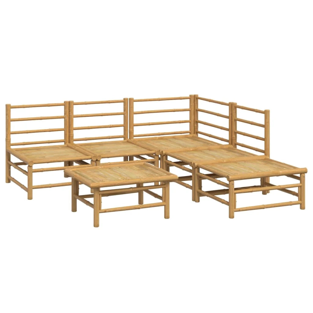 Set di mobili da giardino mobili da esterno 6 pezzi con cuscini in bambù grigio chiaro 02_0016775