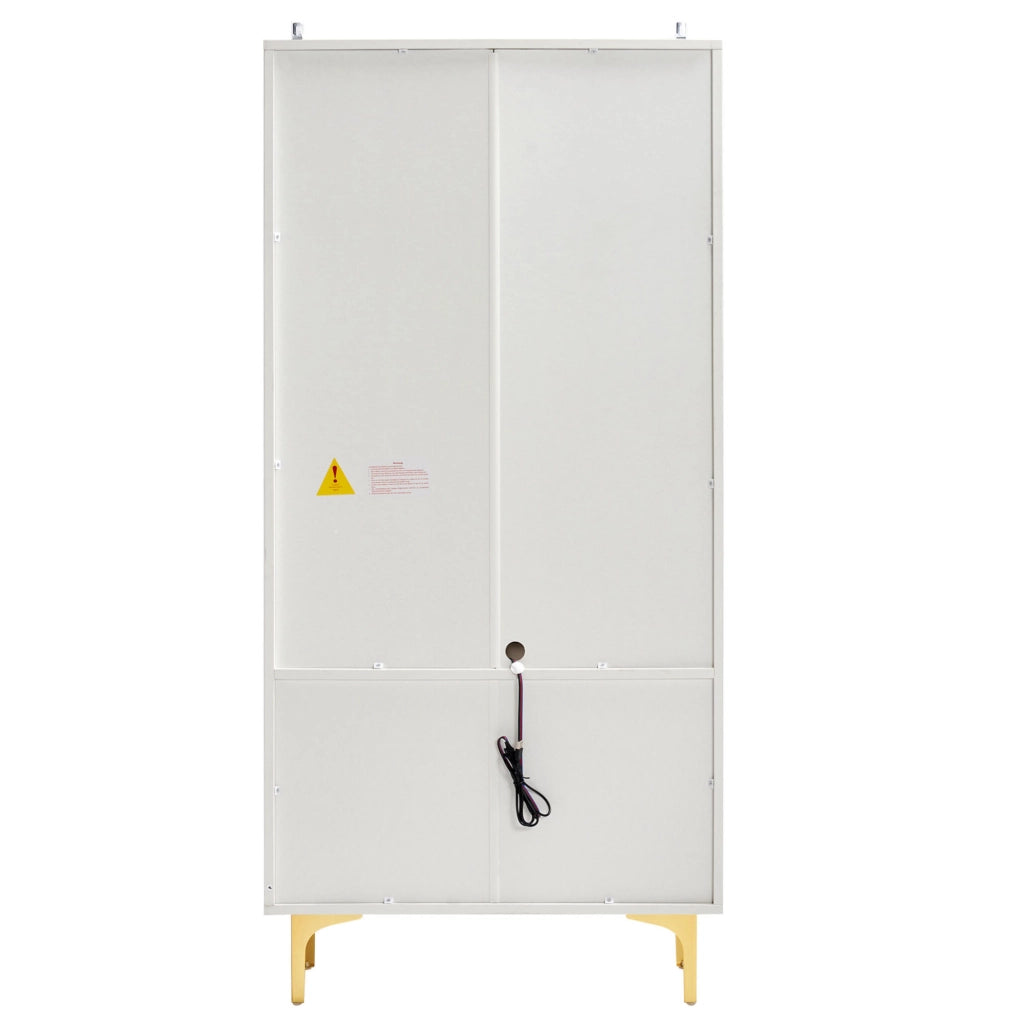 Vetrina in vetro con 2 ante e LED; 70x35x150 cm; bianco; in truciolare