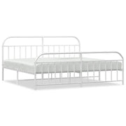 Letto matrimoniale | Letto per adulti | Giroletto con Testiera e Pediera Metallo Bianco 193x203 cm