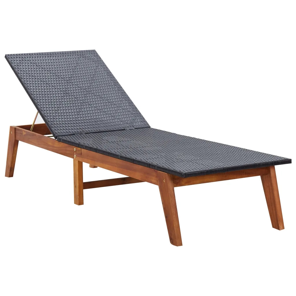 Lettino Prendisole con Tavolino in Polyrattan e Legno Acacia cod mxl 16010