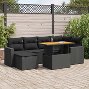Set Divani da Giardino con Cuscini 7pz Nero Polyrattan 3327058