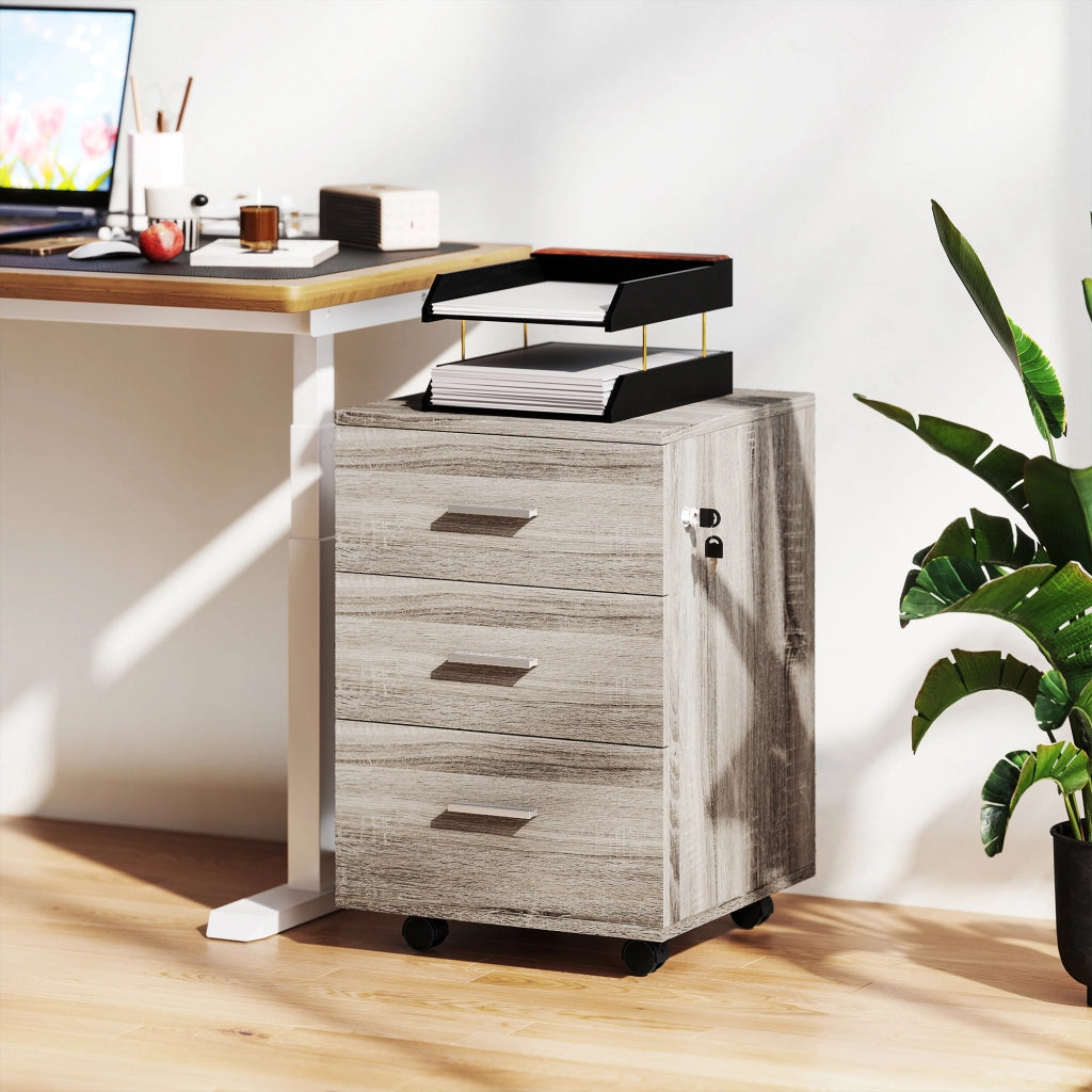 Scrivania con cassettiera a rotelle ¨C zephmum ¨C grigio 40x40x61,5 cm