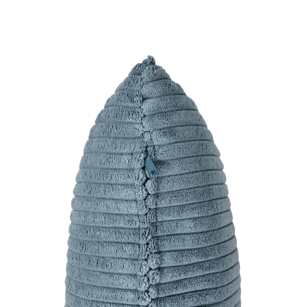 Chaise longue con rivestimento in velluto a coste blu e cuscino decorativo lato sinistro