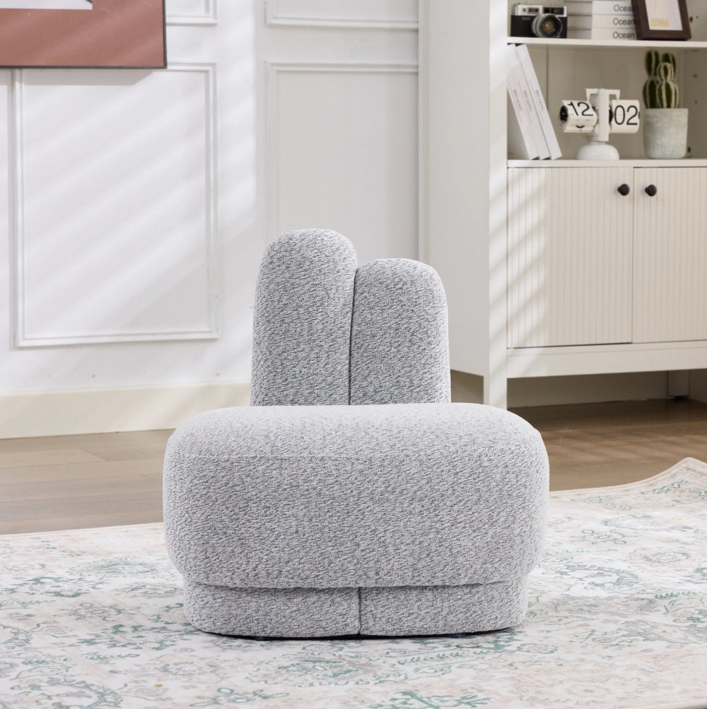 Pouf poggiapiedi a forma di coniglio in tessuto morbido; antique grey white