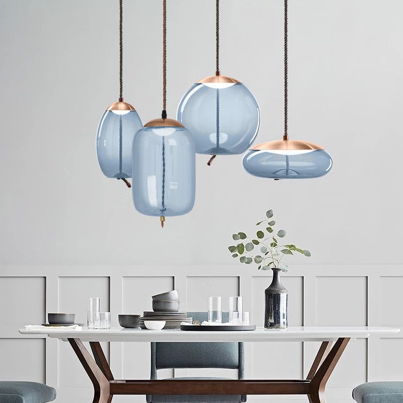 Lampada Led Da Soffitto Pensile Di Vetro Blu App443-cp