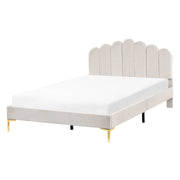 Letto matrimoniale 140 x 200 cm velluto Gambe in metallo bianco sporco con testiera e base a doghe