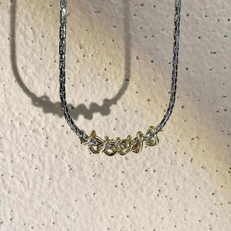 Collana vintage intrecciata in oro e argento, regalo di Natale o compleanno.