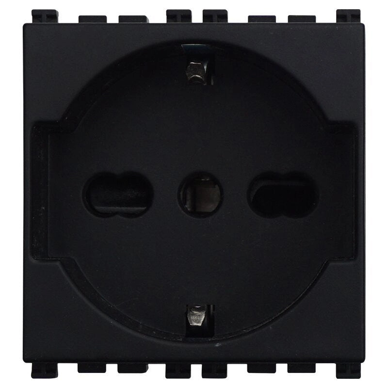 Presa Schuko 2P+T 16A Colore Nero Compatibile Con Vimar Arke