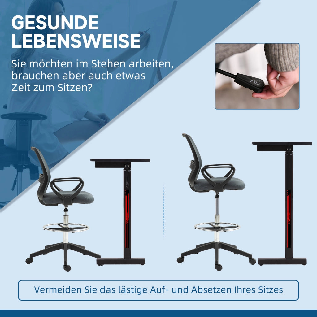 Sedia da ufficio ergonomica con braccioli e poggiapiedi regolabile ¨C zephmum ¨C Grigio