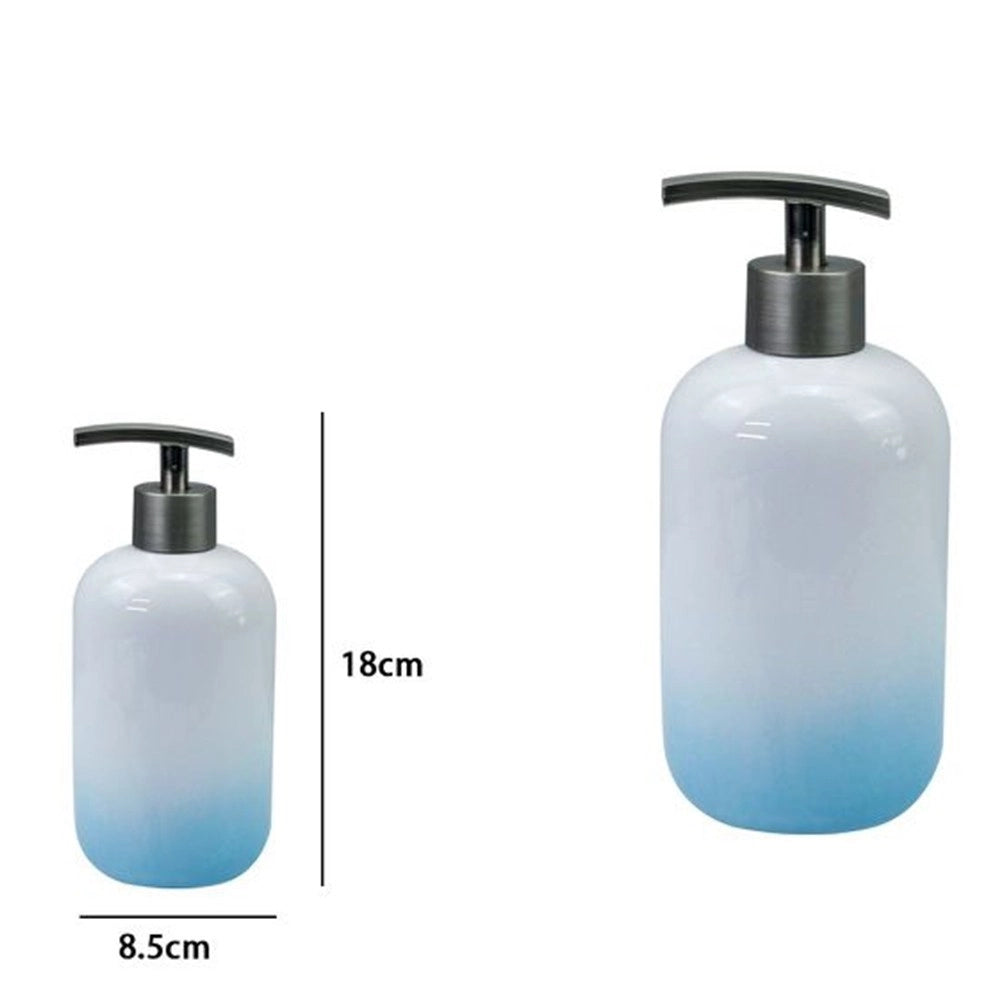 Trade Shop - Dispenser Portasapone Liquido Bianco Azzurro Accessori Bagno Moderno Arredo 59910 -