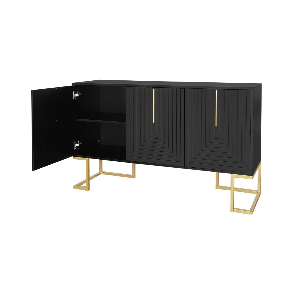 Credenza 3 Ante con Ripiani Regolabili e Maniglie in Metallo ¨C Xylo ¨C Nero