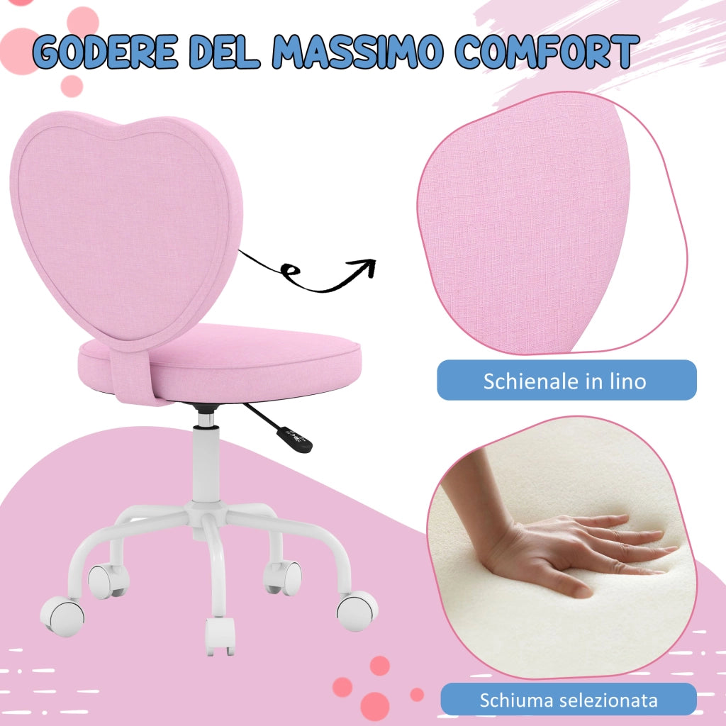 Sedia da ufficio ¨C zephmum ¨C rosa, tessuto, 42x50x79-89cm
