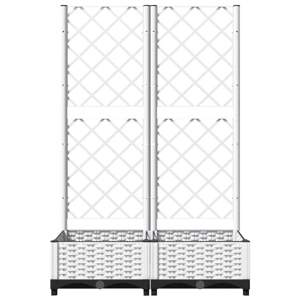 Fioriera | Cassetta per fiori | Vaso da Giardino con Graticcio Bianco 80x40x121,5 cm PP